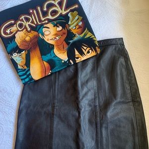 Black Genuine leather pencil skirt